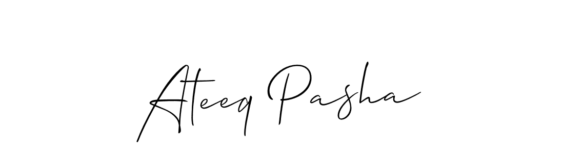 Make a beautiful signature design for name Ateeq Pasha. With this signature (Allison_Script) style, you can create a handwritten signature for free. Ateeq Pasha signature style 2 images and pictures png