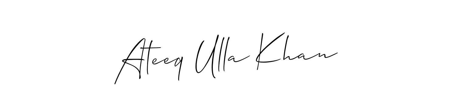 Create a beautiful signature design for name Ateeq Ulla Khan. With this signature (Allison_Script) fonts, you can make a handwritten signature for free. Ateeq Ulla Khan signature style 2 images and pictures png