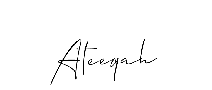 You should practise on your own different ways (Allison_Script) to write your name (Ateeqah) in signature. don't let someone else do it for you. Ateeqah signature style 2 images and pictures png