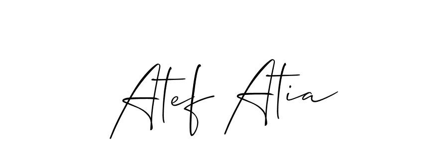 The best way (Allison_Script) to make a short signature is to pick only two or three words in your name. The name Atef Atia include a total of six letters. For converting this name. Atef Atia signature style 2 images and pictures png