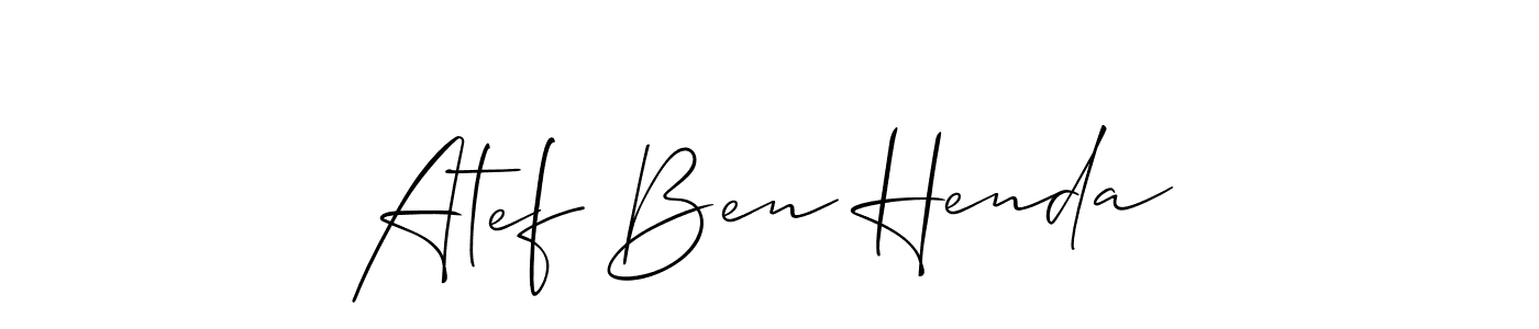 Allison_Script is a professional signature style that is perfect for those who want to add a touch of class to their signature. It is also a great choice for those who want to make their signature more unique. Get Atef Ben Henda name to fancy signature for free. Atef Ben Henda signature style 2 images and pictures png