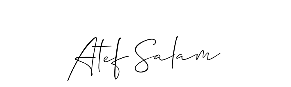 This is the best signature style for the Atef Salam name. Also you like these signature font (Allison_Script). Mix name signature. Atef Salam signature style 2 images and pictures png