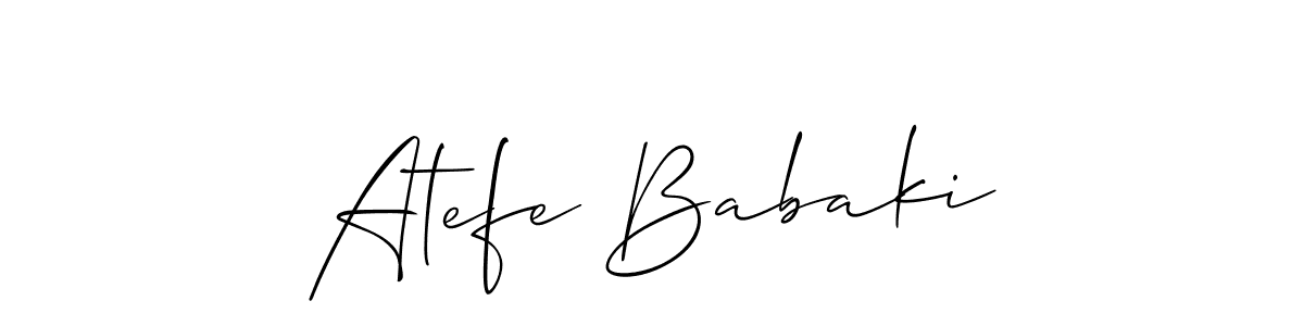 How to make Atefe Babaki name signature. Use Allison_Script style for creating short signs online. This is the latest handwritten sign. Atefe Babaki signature style 2 images and pictures png