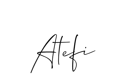 Allison_Script is a professional signature style that is perfect for those who want to add a touch of class to their signature. It is also a great choice for those who want to make their signature more unique. Get Atefi name to fancy signature for free. Atefi signature style 2 images and pictures png