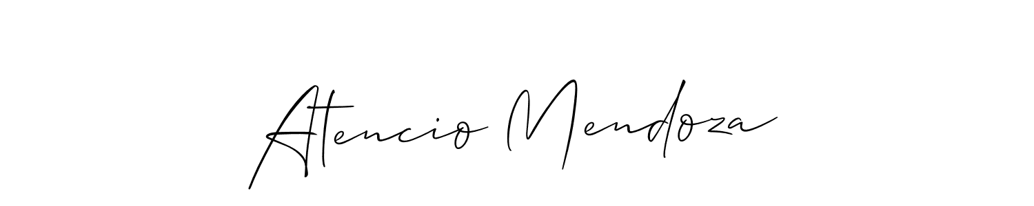 The best way (Allison_Script) to make a short signature is to pick only two or three words in your name. The name Atencio Mendoza include a total of six letters. For converting this name. Atencio Mendoza signature style 2 images and pictures png