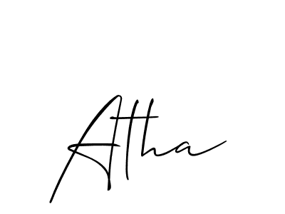 if you are searching for the best signature style for your name Atha. so please give up your signature search. here we have designed multiple signature styles  using Allison_Script. Atha signature style 2 images and pictures png
