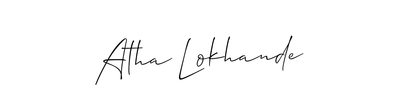 Allison_Script is a professional signature style that is perfect for those who want to add a touch of class to their signature. It is also a great choice for those who want to make their signature more unique. Get Atha Lokhande name to fancy signature for free. Atha Lokhande signature style 2 images and pictures png