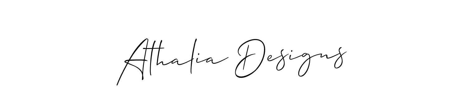 How to make Athalia Designs name signature. Use Allison_Script style for creating short signs online. This is the latest handwritten sign. Athalia Designs signature style 2 images and pictures png