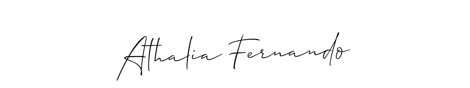 The best way (Allison_Script) to make a short signature is to pick only two or three words in your name. The name Athalia Fernando include a total of six letters. For converting this name. Athalia Fernando signature style 2 images and pictures png