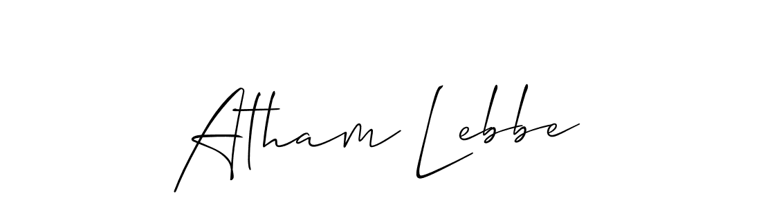 How to make Atham Lebbe name signature. Use Allison_Script style for creating short signs online. This is the latest handwritten sign. Atham Lebbe signature style 2 images and pictures png