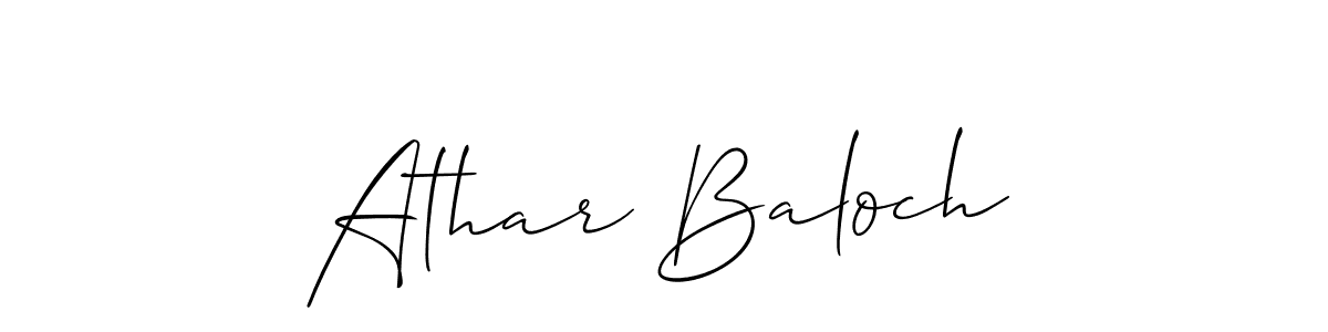 Create a beautiful signature design for name Athar Baloch. With this signature (Allison_Script) fonts, you can make a handwritten signature for free. Athar Baloch signature style 2 images and pictures png