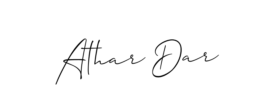It looks lik you need a new signature style for name Athar Dar. Design unique handwritten (Allison_Script) signature with our free signature maker in just a few clicks. Athar Dar signature style 2 images and pictures png