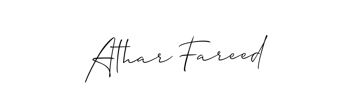 It looks lik you need a new signature style for name Athar Fareed. Design unique handwritten (Allison_Script) signature with our free signature maker in just a few clicks. Athar Fareed signature style 2 images and pictures png