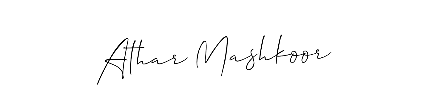 Use a signature maker to create a handwritten signature online. With this signature software, you can design (Allison_Script) your own signature for name Athar Mashkoor. Athar Mashkoor signature style 2 images and pictures png