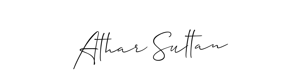 The best way (Allison_Script) to make a short signature is to pick only two or three words in your name. The name Athar Sultan include a total of six letters. For converting this name. Athar Sultan signature style 2 images and pictures png