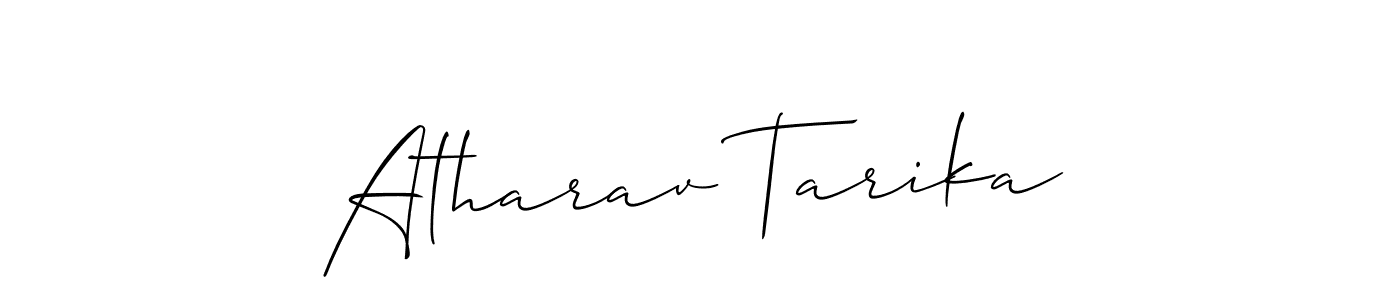 Create a beautiful signature design for name Atharav Tarika. With this signature (Allison_Script) fonts, you can make a handwritten signature for free. Atharav Tarika signature style 2 images and pictures png