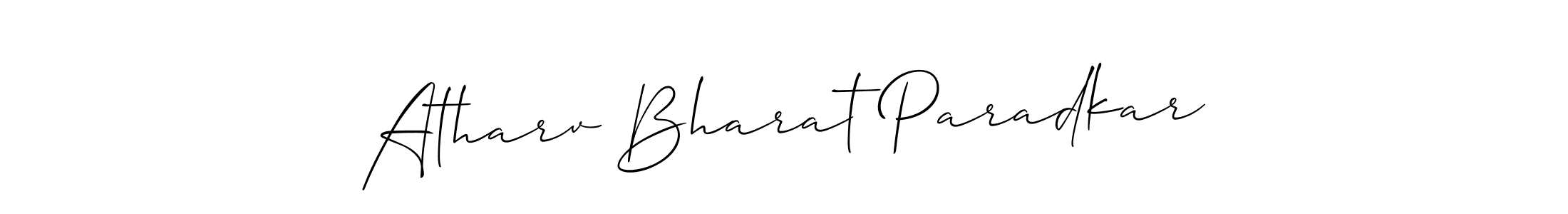 The best way (Allison_Script) to make a short signature is to pick only two or three words in your name. The name Atharv Bharat Paradkar include a total of six letters. For converting this name. Atharv Bharat Paradkar signature style 2 images and pictures png