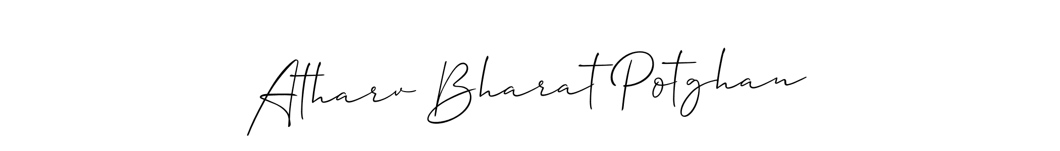 Allison_Script is a professional signature style that is perfect for those who want to add a touch of class to their signature. It is also a great choice for those who want to make their signature more unique. Get Atharv Bharat Potghan name to fancy signature for free. Atharv Bharat Potghan signature style 2 images and pictures png