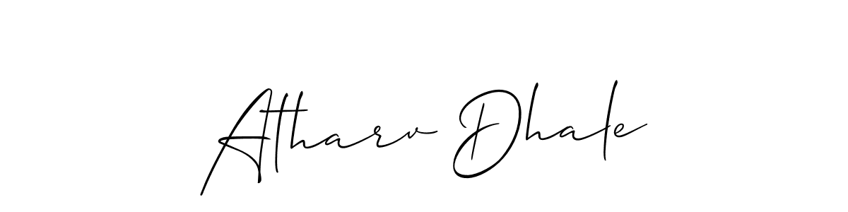 Allison_Script is a professional signature style that is perfect for those who want to add a touch of class to their signature. It is also a great choice for those who want to make their signature more unique. Get Atharv Dhale name to fancy signature for free. Atharv Dhale signature style 2 images and pictures png
