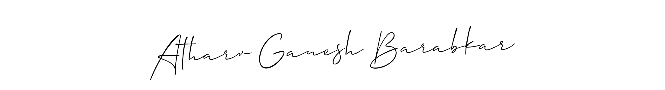The best way (Allison_Script) to make a short signature is to pick only two or three words in your name. The name Atharv Ganesh Barabkar include a total of six letters. For converting this name. Atharv Ganesh Barabkar signature style 2 images and pictures png