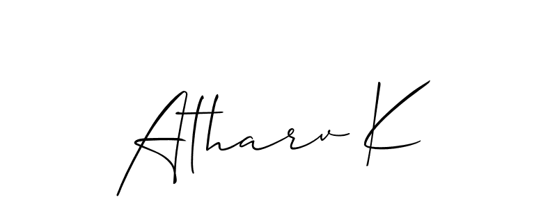 Also You can easily find your signature by using the search form. We will create Atharv K name handwritten signature images for you free of cost using Allison_Script sign style. Atharv K signature style 2 images and pictures png