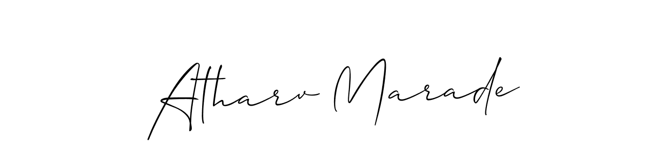 if you are searching for the best signature style for your name Atharv Marade. so please give up your signature search. here we have designed multiple signature styles  using Allison_Script. Atharv Marade signature style 2 images and pictures png