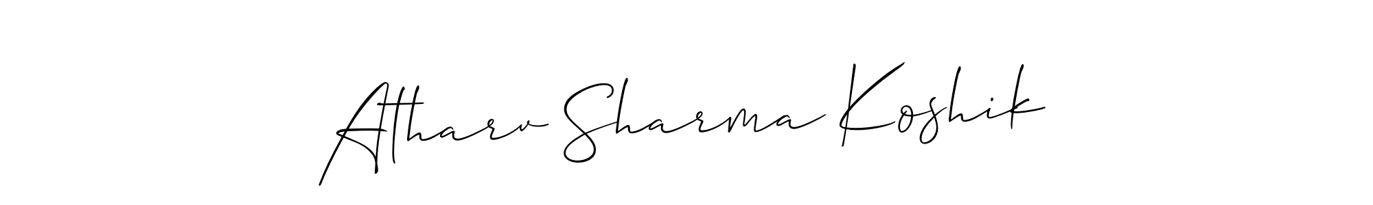 This is the best signature style for the Atharv Sharma Koshik name. Also you like these signature font (Allison_Script). Mix name signature. Atharv Sharma Koshik signature style 2 images and pictures png