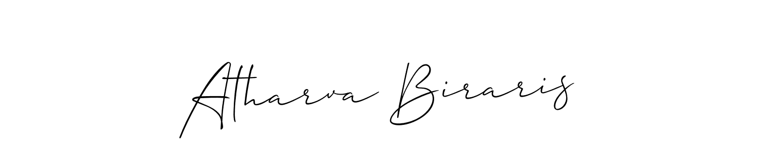 How to make Atharva Biraris name signature. Use Allison_Script style for creating short signs online. This is the latest handwritten sign. Atharva Biraris signature style 2 images and pictures png