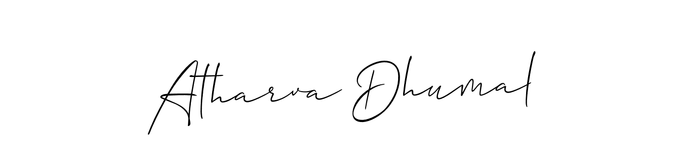 How to make Atharva Dhumal signature? Allison_Script is a professional autograph style. Create handwritten signature for Atharva Dhumal name. Atharva Dhumal signature style 2 images and pictures png