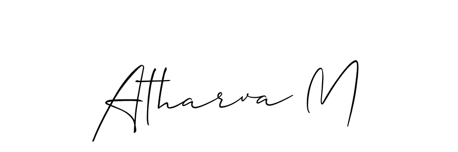 You should practise on your own different ways (Allison_Script) to write your name (Atharva M) in signature. don't let someone else do it for you. Atharva M signature style 2 images and pictures png