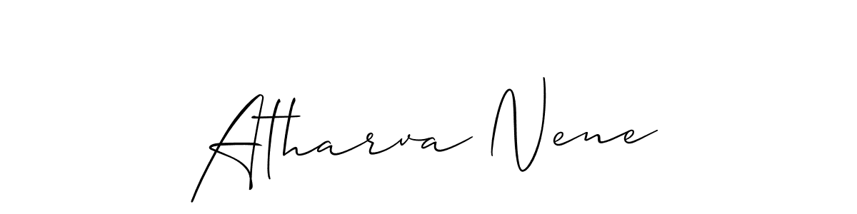 The best way (Allison_Script) to make a short signature is to pick only two or three words in your name. The name Atharva Nene include a total of six letters. For converting this name. Atharva Nene signature style 2 images and pictures png