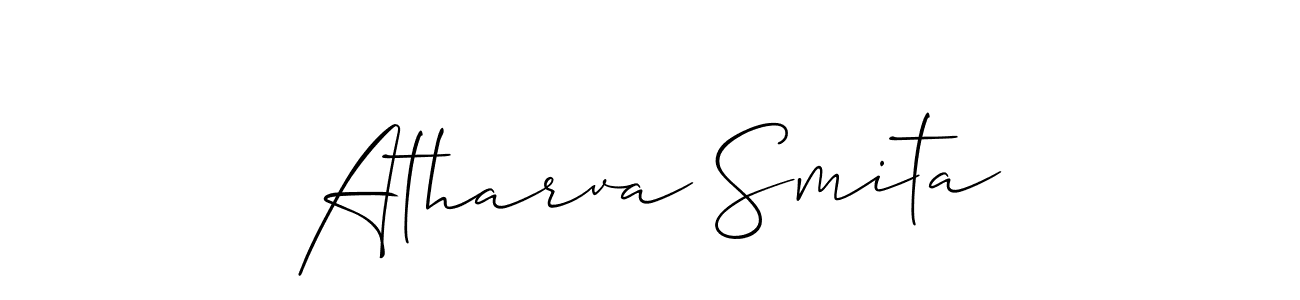 Similarly Allison_Script is the best handwritten signature design. Signature creator online .You can use it as an online autograph creator for name Atharva Smita. Atharva Smita signature style 2 images and pictures png