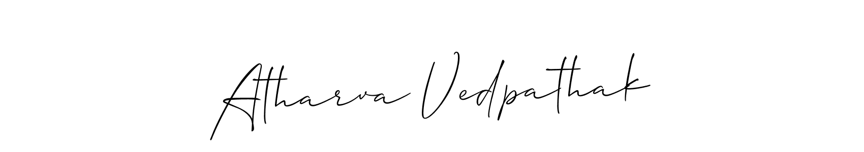 Also we have Atharva Vedpathak name is the best signature style. Create professional handwritten signature collection using Allison_Script autograph style. Atharva Vedpathak signature style 2 images and pictures png