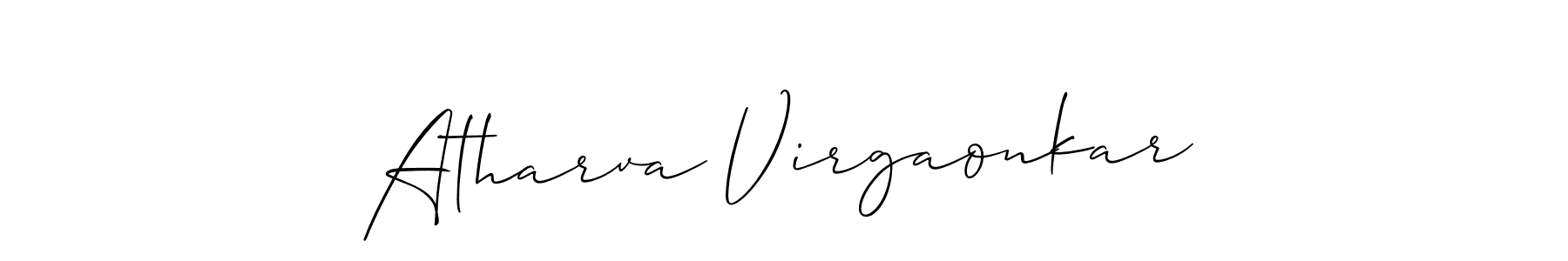 It looks lik you need a new signature style for name Atharva Virgaonkar. Design unique handwritten (Allison_Script) signature with our free signature maker in just a few clicks. Atharva Virgaonkar signature style 2 images and pictures png