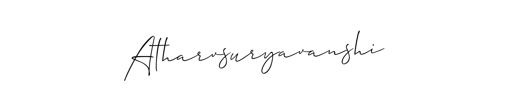 The best way (Allison_Script) to make a short signature is to pick only two or three words in your name. The name Atharvsuryavanshi include a total of six letters. For converting this name. Atharvsuryavanshi signature style 2 images and pictures png