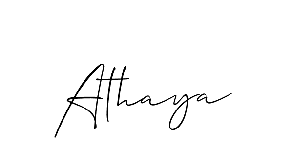 Design your own signature with our free online signature maker. With this signature software, you can create a handwritten (Allison_Script) signature for name Athaya. Athaya signature style 2 images and pictures png