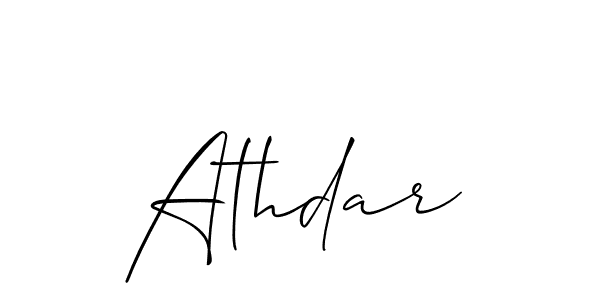 Make a beautiful signature design for name Athdar. With this signature (Allison_Script) style, you can create a handwritten signature for free. Athdar signature style 2 images and pictures png