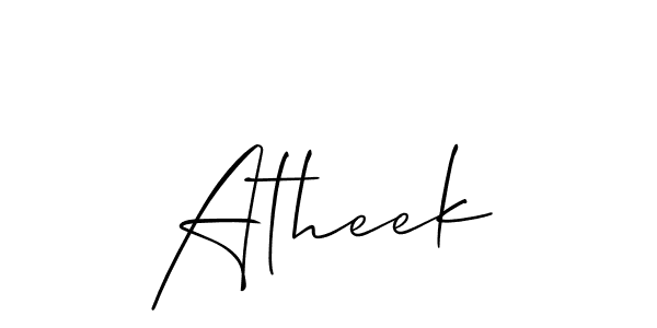 It looks lik you need a new signature style for name Atheek. Design unique handwritten (Allison_Script) signature with our free signature maker in just a few clicks. Atheek signature style 2 images and pictures png