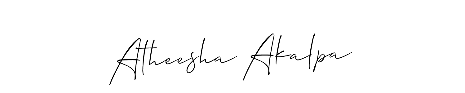 You should practise on your own different ways (Allison_Script) to write your name (Atheesha Akalpa) in signature. don't let someone else do it for you. Atheesha Akalpa signature style 2 images and pictures png