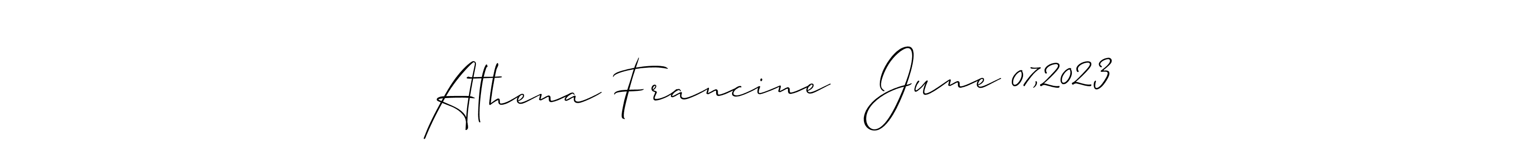 How to Draw Athena Francine   June 07,2023 signature style? Allison_Script is a latest design signature styles for name Athena Francine   June 07,2023. Athena Francine   June 07,2023 signature style 2 images and pictures png