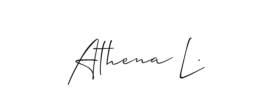 The best way (Allison_Script) to make a short signature is to pick only two or three words in your name. The name Athena L. include a total of six letters. For converting this name. Athena L. signature style 2 images and pictures png