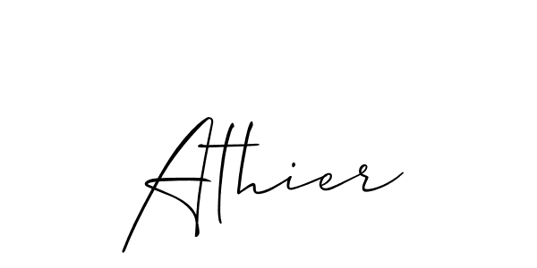 Use a signature maker to create a handwritten signature online. With this signature software, you can design (Allison_Script) your own signature for name Athier. Athier signature style 2 images and pictures png