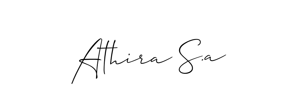 Also You can easily find your signature by using the search form. We will create Athira S.a name handwritten signature images for you free of cost using Allison_Script sign style. Athira S.a signature style 2 images and pictures png