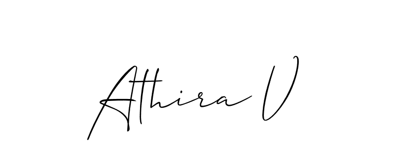 Also You can easily find your signature by using the search form. We will create Athira V name handwritten signature images for you free of cost using Allison_Script sign style. Athira V signature style 2 images and pictures png