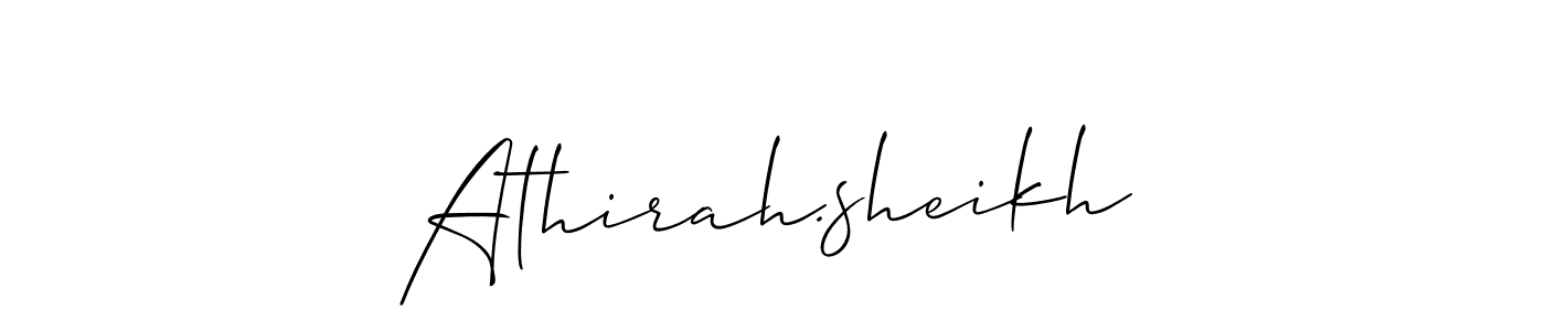 How to make Athirah.sheikh name signature. Use Allison_Script style for creating short signs online. This is the latest handwritten sign. Athirah.sheikh signature style 2 images and pictures png