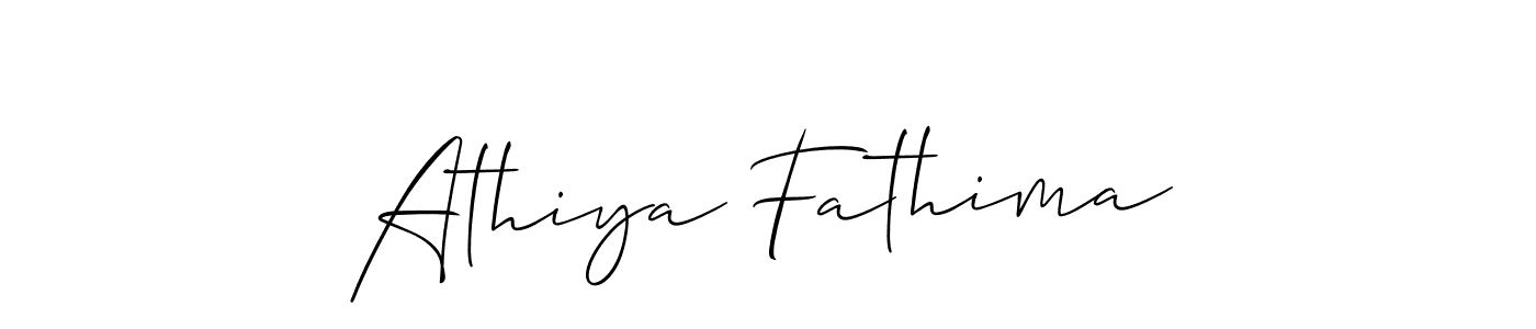 Also You can easily find your signature by using the search form. We will create Athiya Fathima name handwritten signature images for you free of cost using Allison_Script sign style. Athiya Fathima signature style 2 images and pictures png