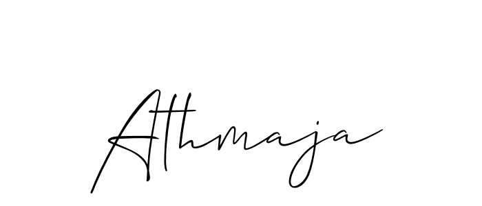 The best way (Allison_Script) to make a short signature is to pick only two or three words in your name. The name Athmaja include a total of six letters. For converting this name. Athmaja signature style 2 images and pictures png