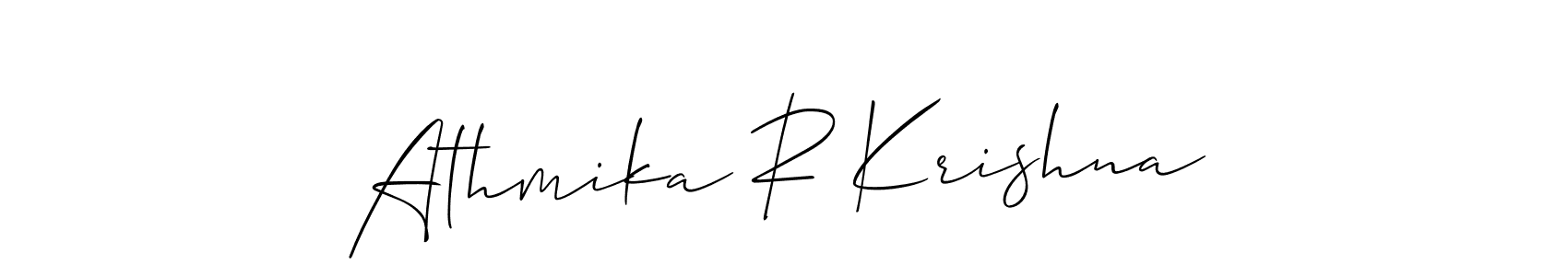 Make a beautiful signature design for name Athmika R Krishna. With this signature (Allison_Script) style, you can create a handwritten signature for free. Athmika R Krishna signature style 2 images and pictures png