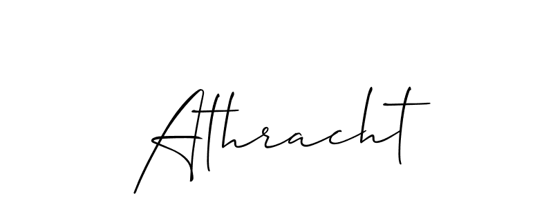 Use a signature maker to create a handwritten signature online. With this signature software, you can design (Allison_Script) your own signature for name Athracht. Athracht signature style 2 images and pictures png