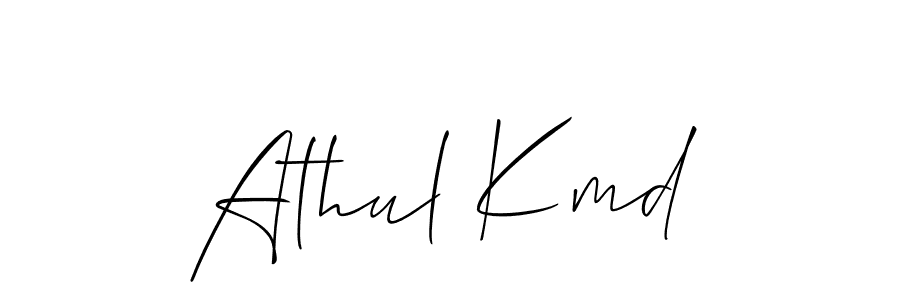Similarly Allison_Script is the best handwritten signature design. Signature creator online .You can use it as an online autograph creator for name Athul Kmd. Athul Kmd signature style 2 images and pictures png